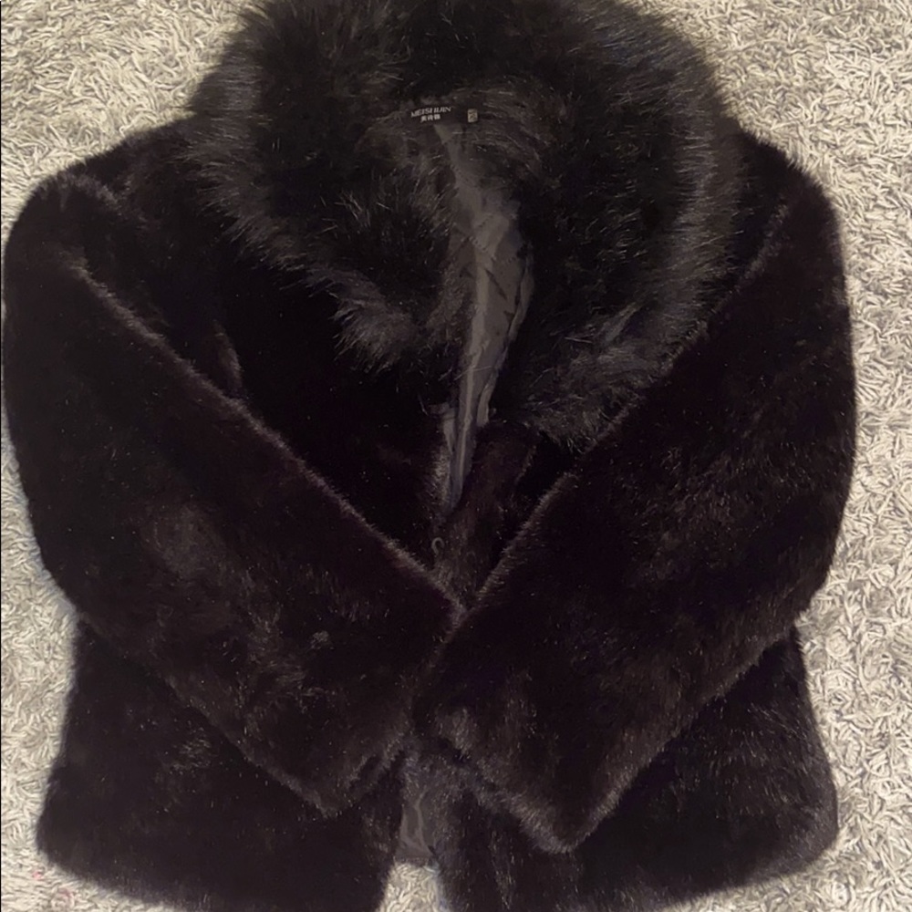 Black womens fur jacket